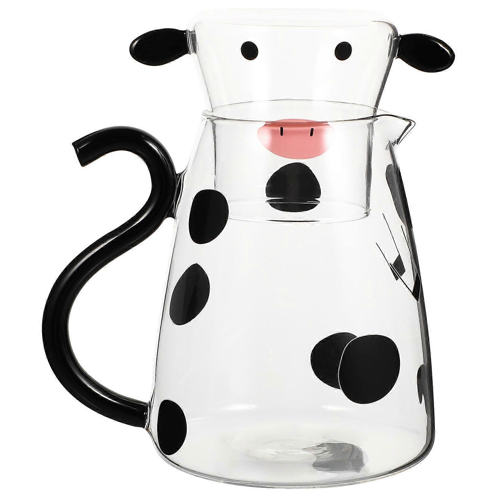 Glass Milk Kettle Cartoon Style for Home Use 3Sets Microwaveable
