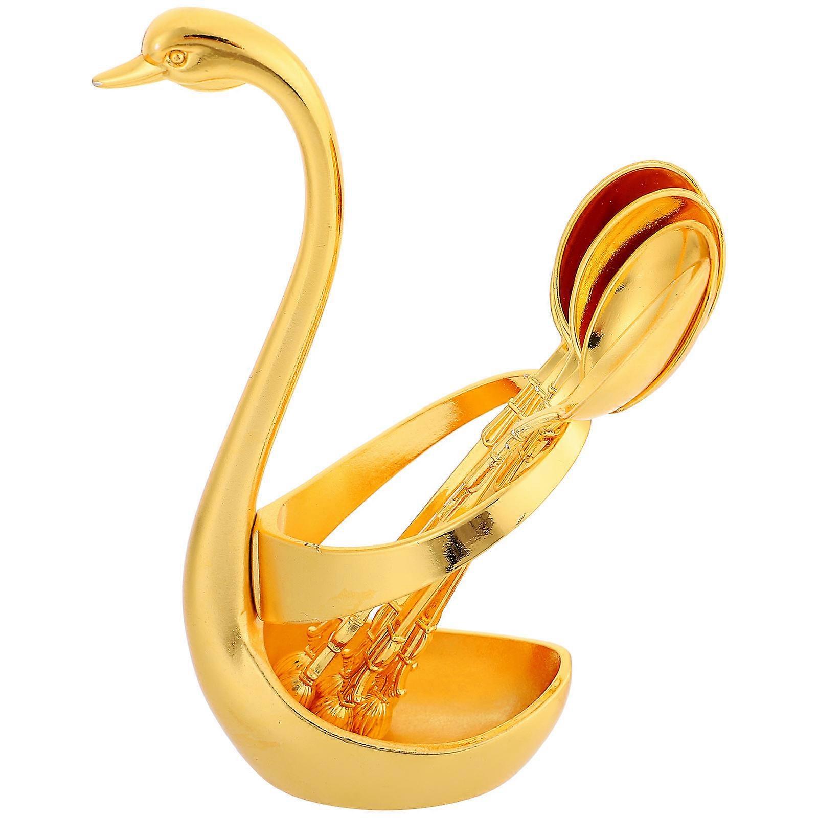 Spoon Set Alloy Swan Base Fruit Spoons for Kitchen 4Sets