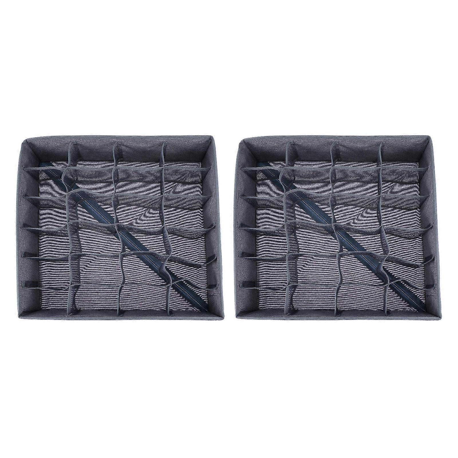 Socks Storage Box Drawer Dividers for Storage 2Pcs Grey Cloth Organizer