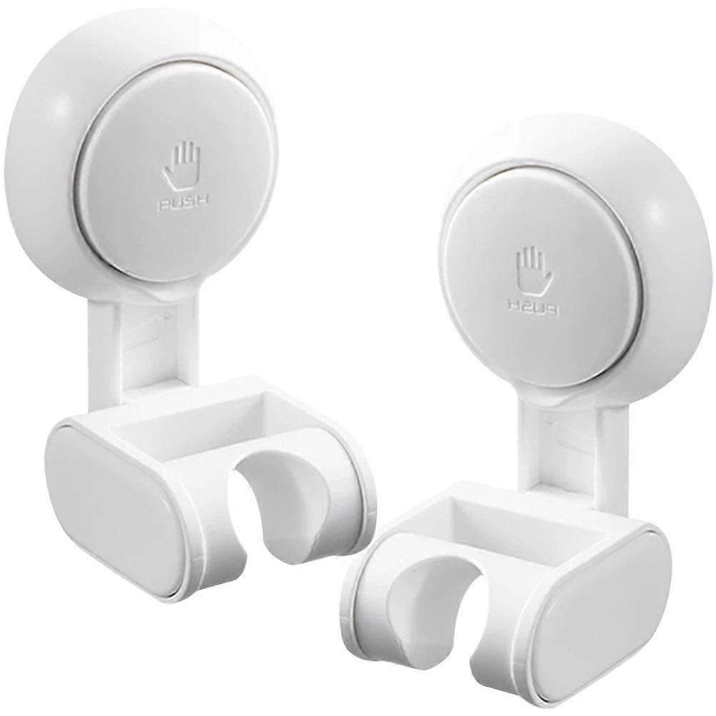 Wall Mounted Handheld Showerhead Bracket With Super Strong Suction For Bathroom Use Adjustable White 2Pcs