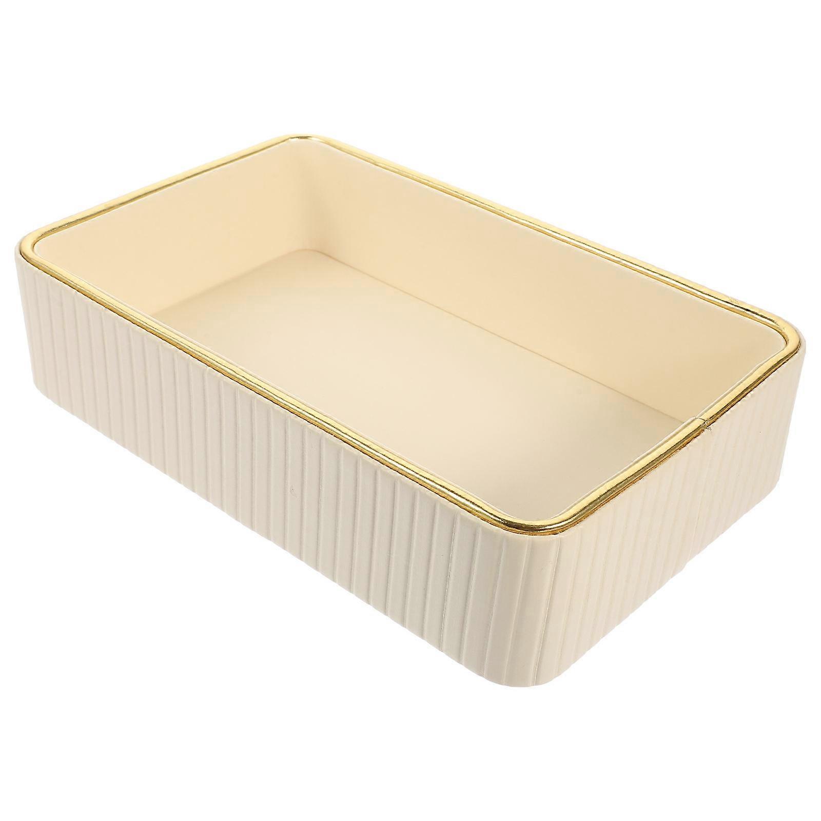 White Rectangular Simple Storage Tray Key Holder Organizer for Entryway 1Pcs