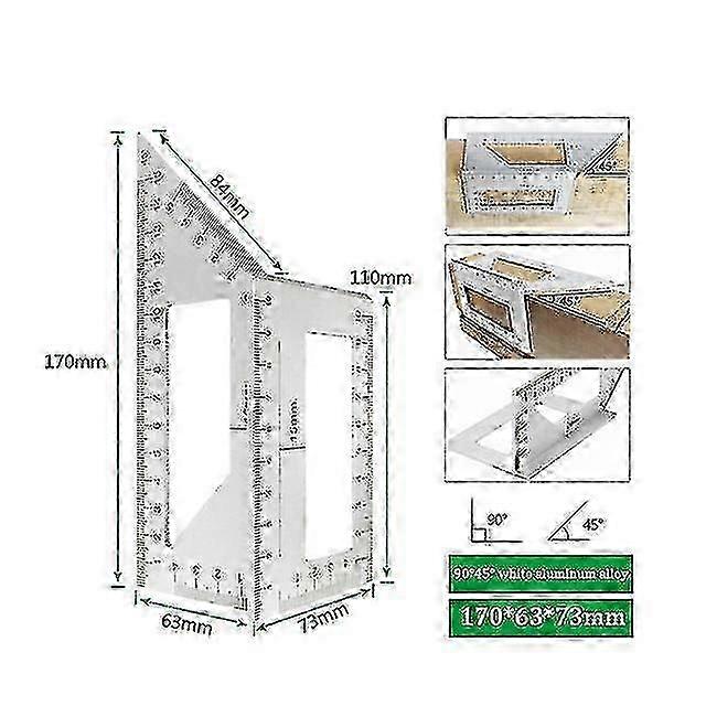 Multifunctional Square 45/90 Degree Gauge Angle Ruler Measuring Woodworking Tool