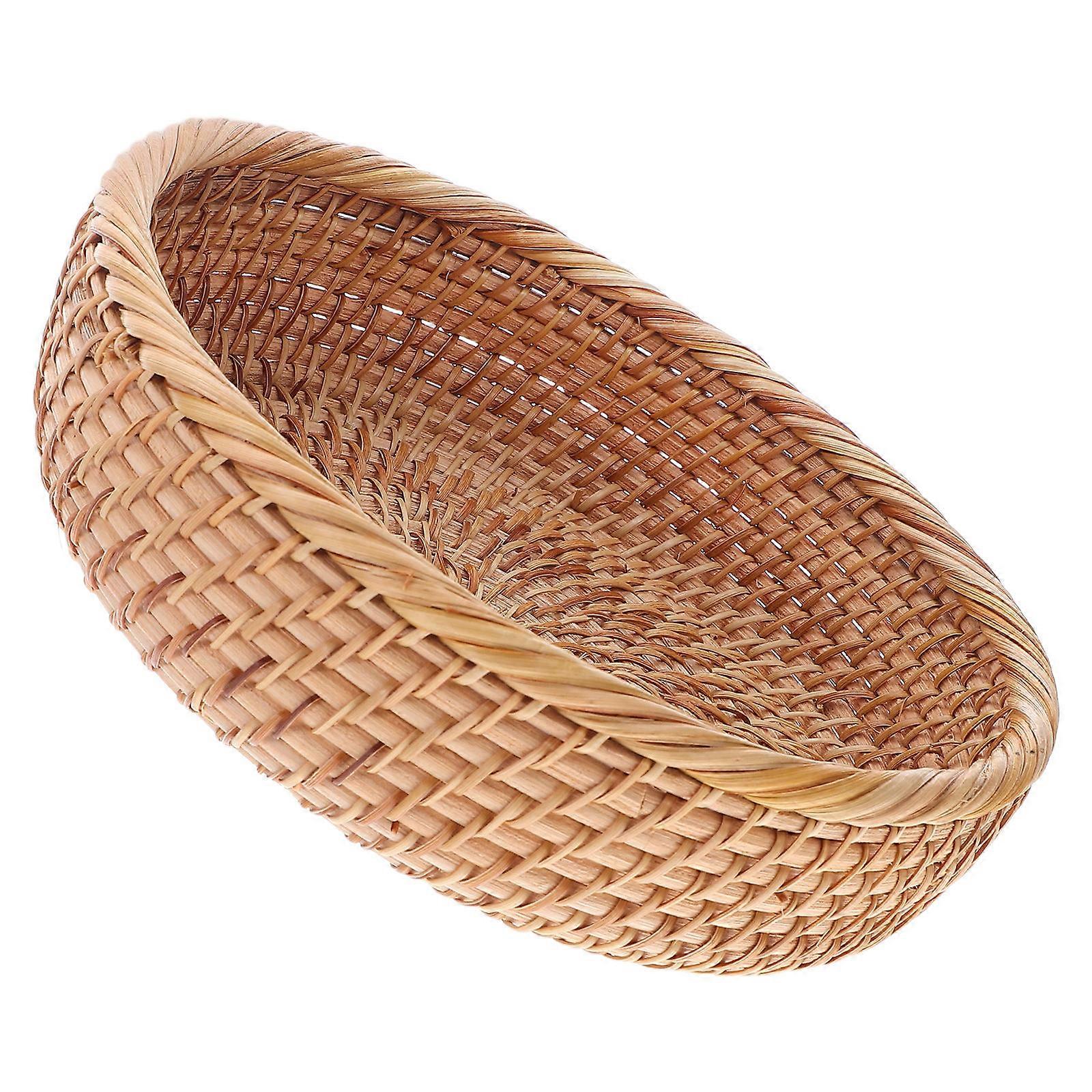 Natural Wicker Fruit Basket Multi-Functional Storage For Kitchen Counter 1Pcs