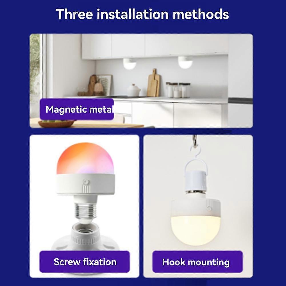 Dimmable RGB 3-Color E27 Bulb USB Charging Remote Control Lamp