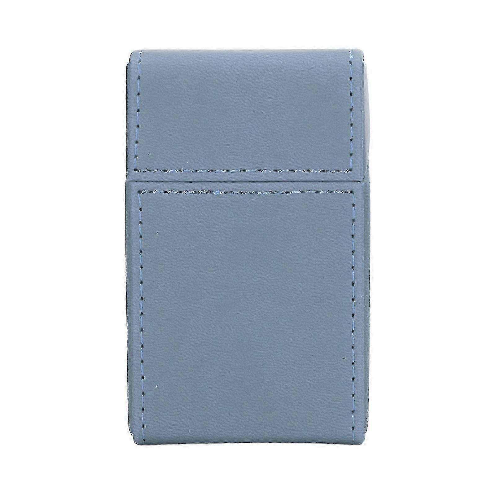 Portable PU Leather Cigarette Box Case in Light Blue, Holds 20 Cigarettes for Travel and Home Use