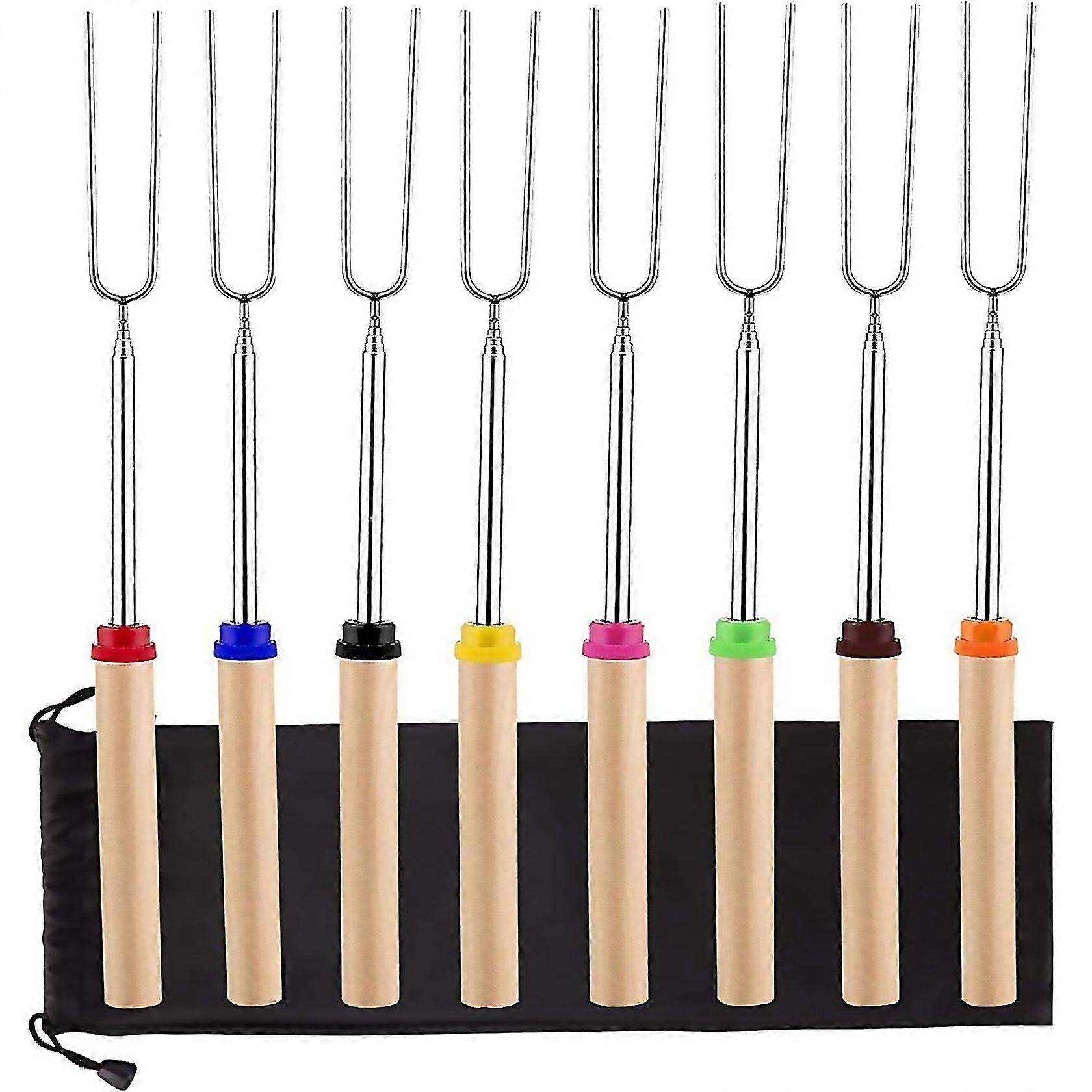 For 11247 Retractable Wooden Stick Marshmallow Bbq Fork Spsc Drawstring Bag