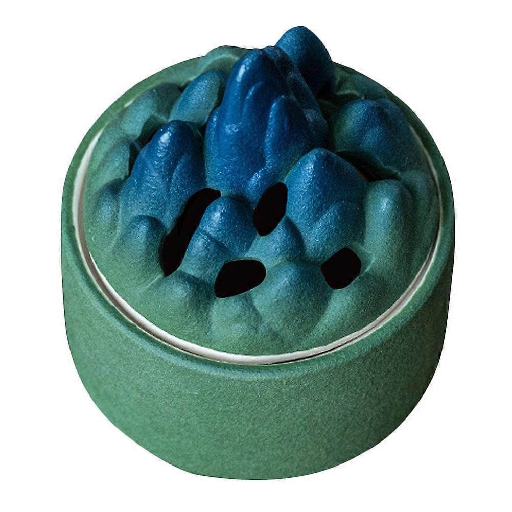 Green Ceramic Pierced Incense Burner for Decor Creative Aroma Holder