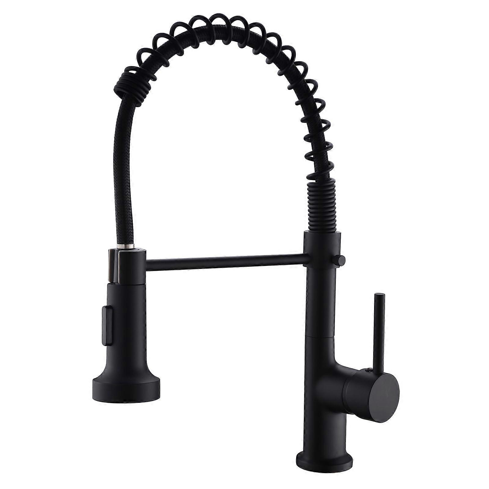Commercial Kitchen Faucet With Pull Down Sprayer, Single Handle, Matte Black Finish