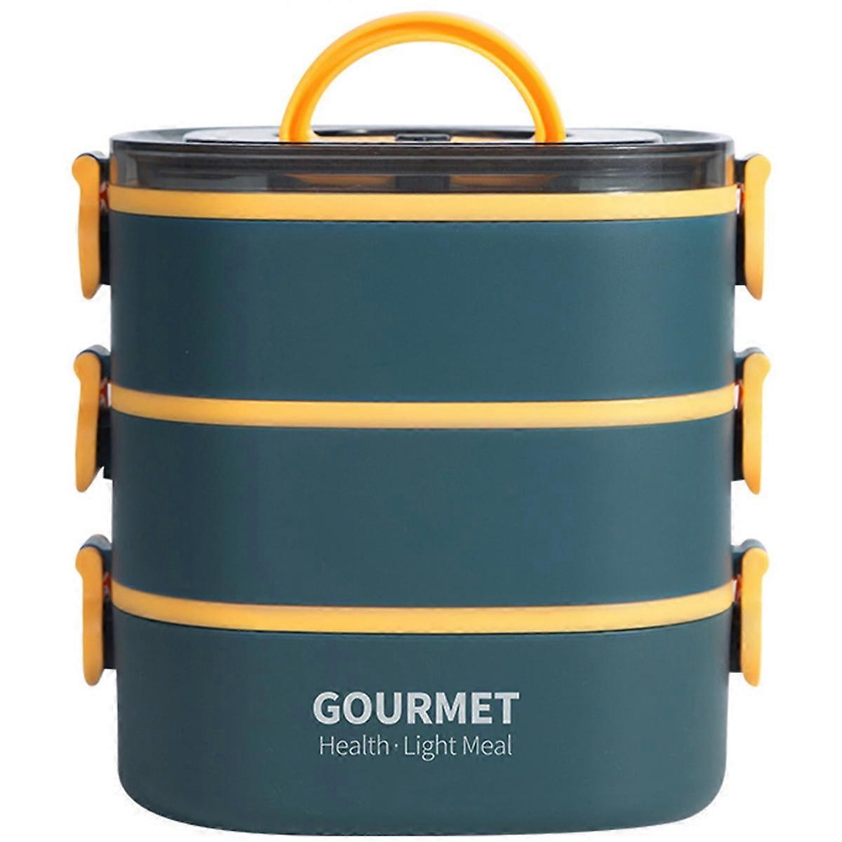 3-Tier Stackable Bento Box 2000ML Leak-Proof, Microwave Safe, Portable Lunch Container for Students, Workers, Home, Office, School, Camping - Blue