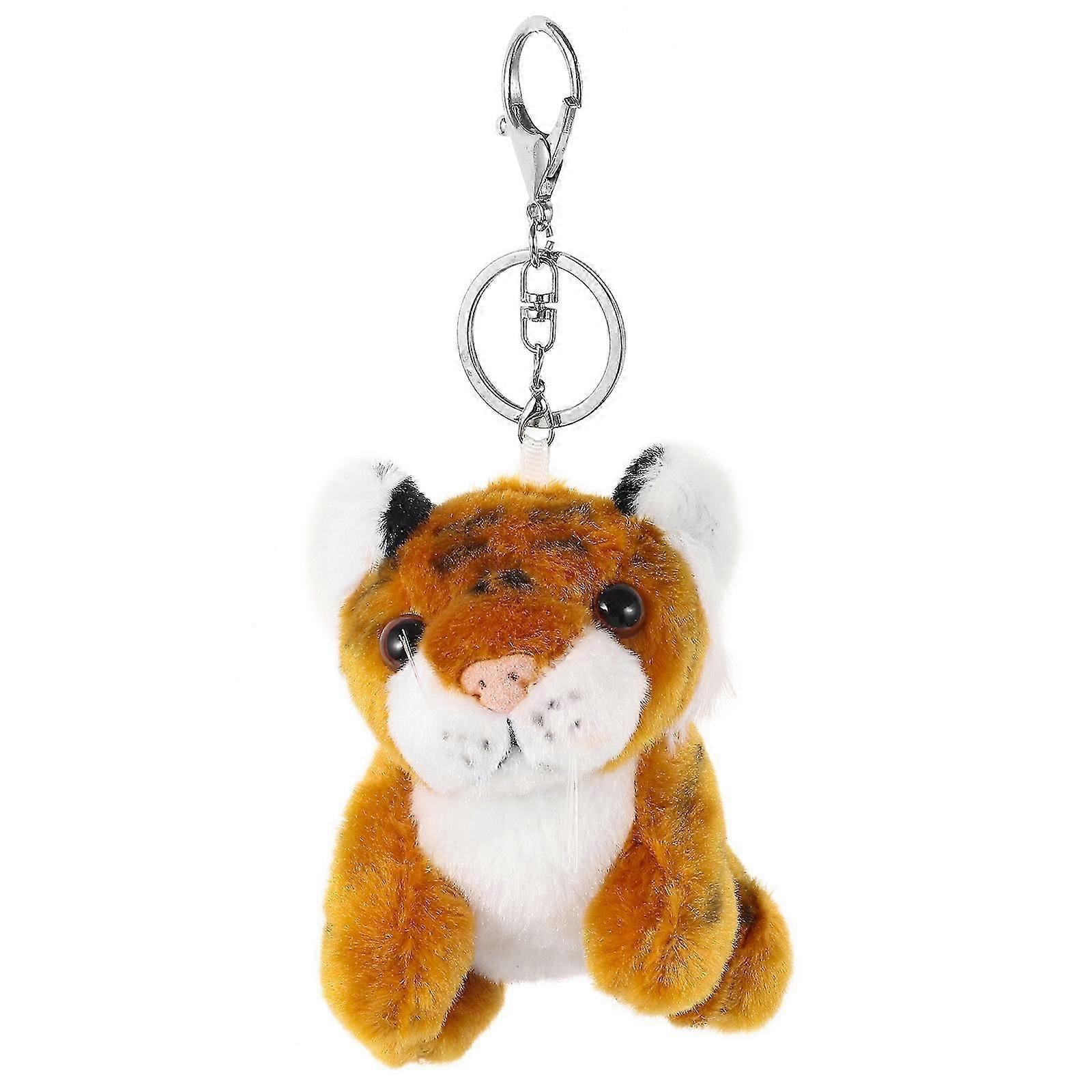 Tiger Plush Animal Keychain Bag Charm Cute Decorative Ring