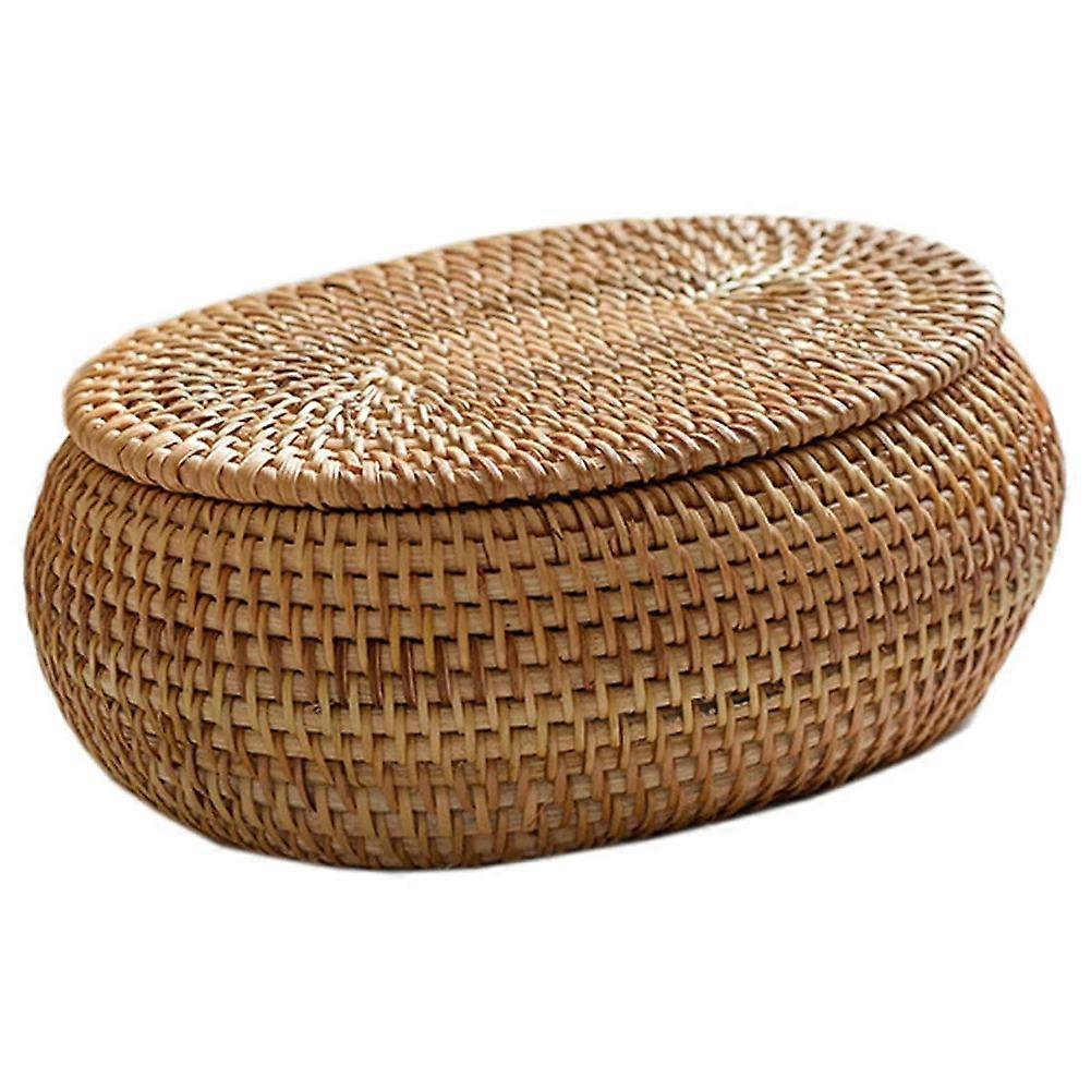 Rattan Box Storage Baskets with Lid, Rattan Basket