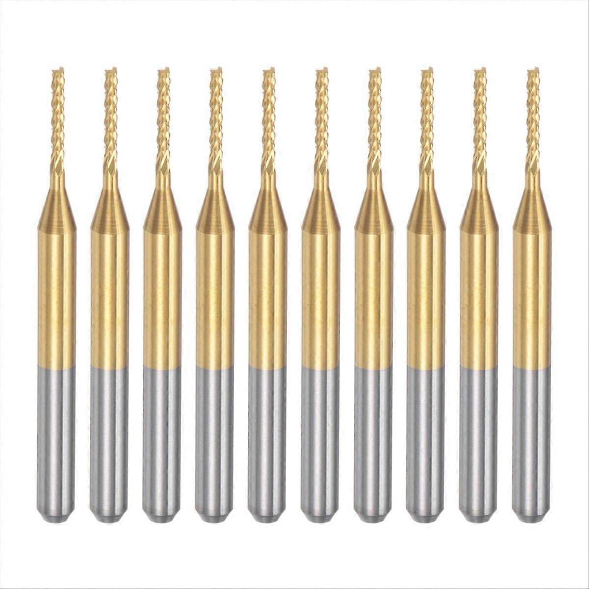 10PCS Titanium Coat Carbide For PCB Machine, 1/8 Inch Shank 1.1Mm