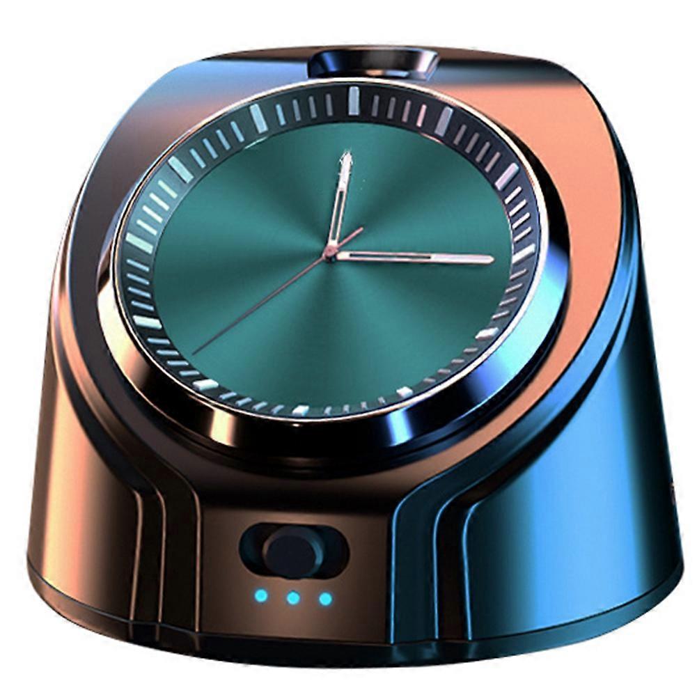 Car Air Purifier Essential Oil Diffuser Rechargeable Car SUV Instrument with Clock Night Light Function Green