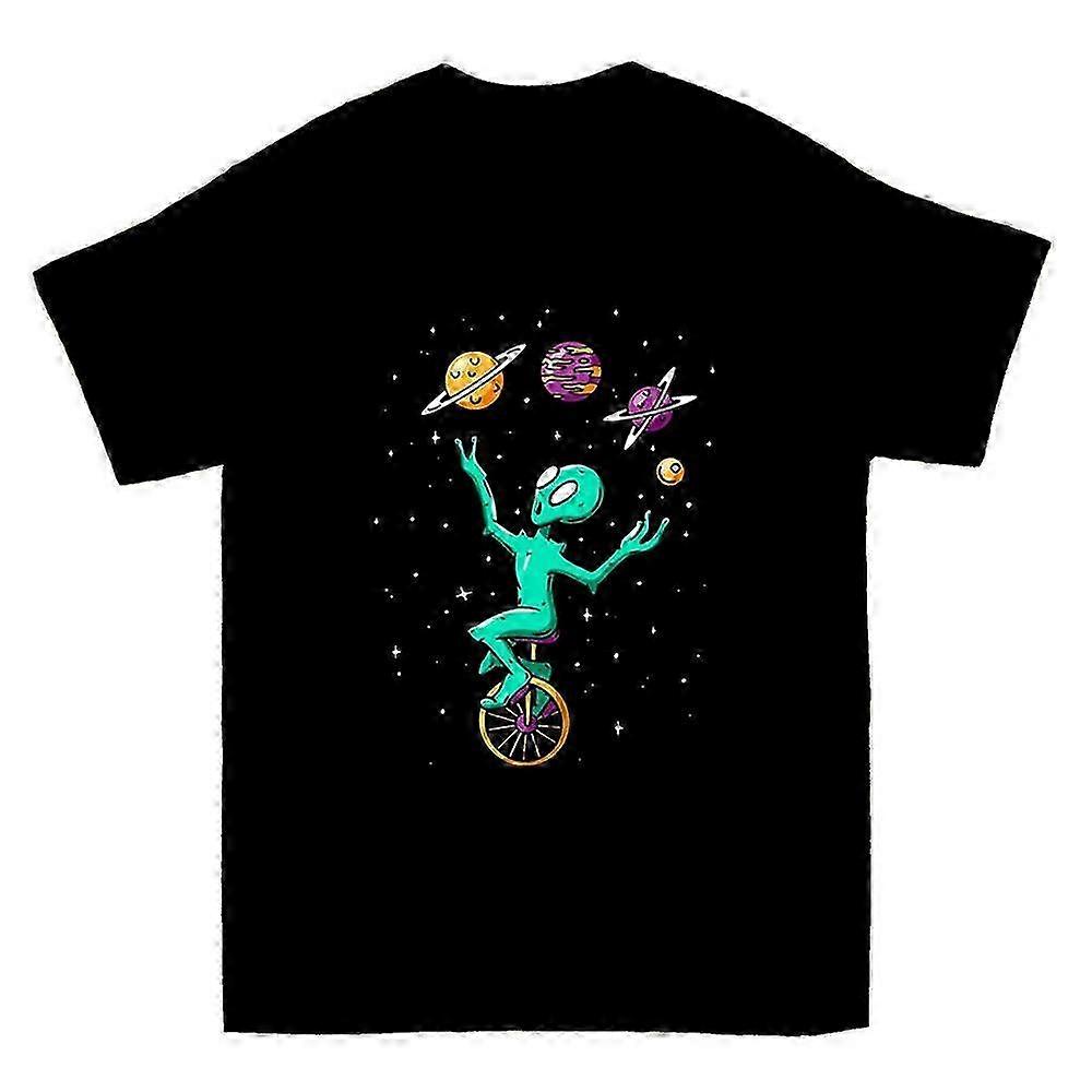 Hauska Alien Juggling Planets Space T-paita