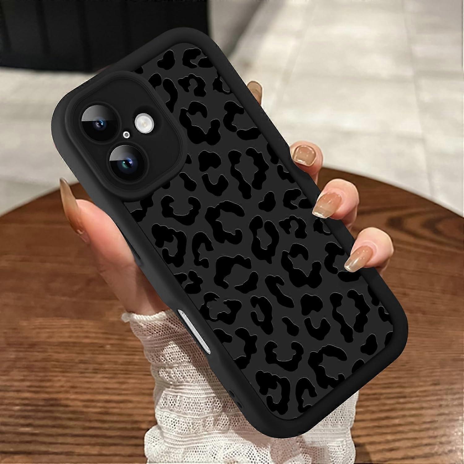 iPhone case, leopard print shockproof soft TPU protective case, slim and scratch-resistant leopard print phone case, suitable for iPhone, black.