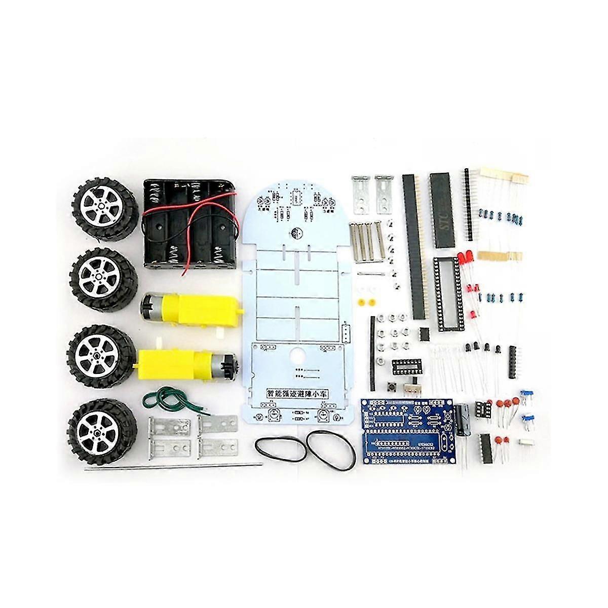 Smart Car Diy Kit C51 Intelligent Vehicle Obstacle Avoidance Tracking Kit Intelligent Car Soldering