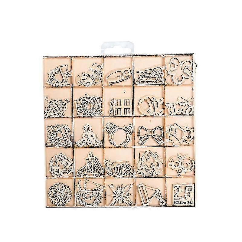 1ボックスの125pcsクリスマスDIY木製吊り下げクリエイティブペンダントクリスマス中空吊り下げ装飾的な切り欠き小道具クリスマスホームTRのためのギフト@