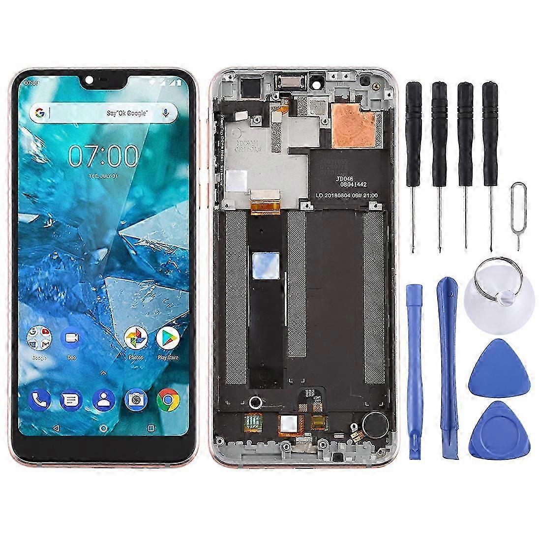 TFT LCD Screen for Nokia 7.1 TA-1100 TA-1096 TA-1095 TA-1085 TA-1097 Digitizer Full Assembly with Frame (Silver)