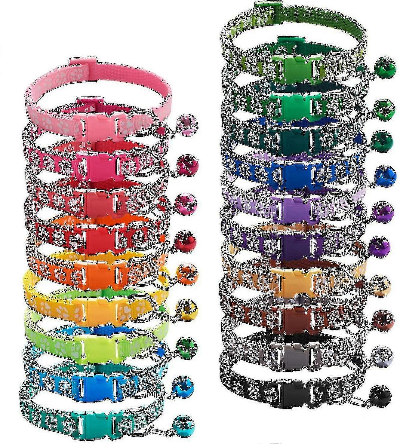 ベル調整可能な19-32cm、新生児ペット用の柔らかいナイロン調整可能な反射識別カラー付き19個の子犬IDカラー