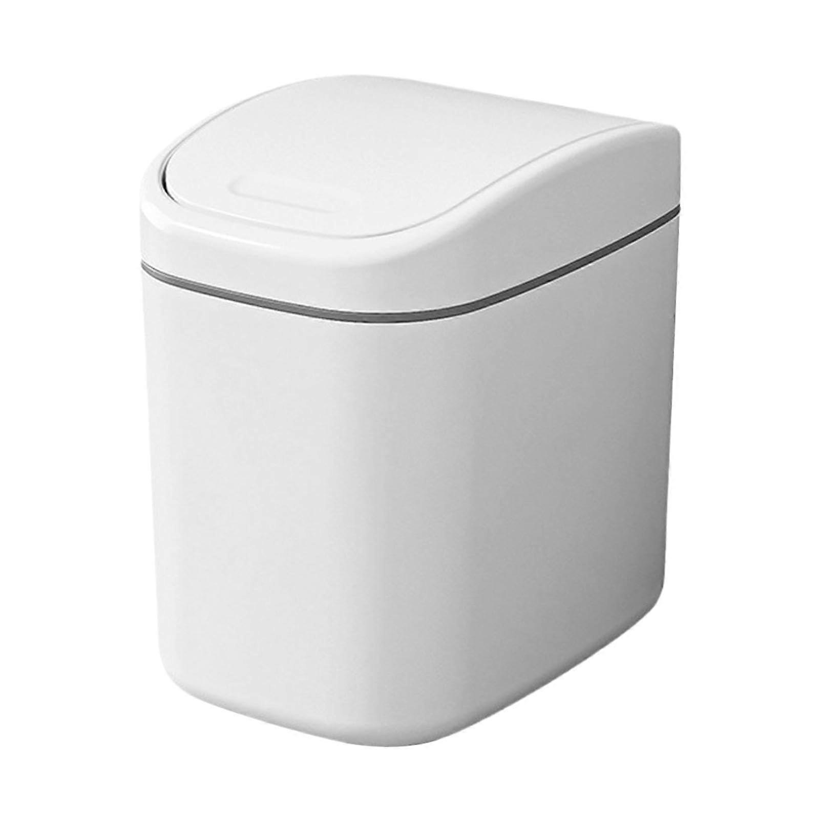 Compact Trash Can Desktop Trash Bin Tabletop Garbage Bin For Desks And Countertops White Creamy 16x11.2x16.5 cm