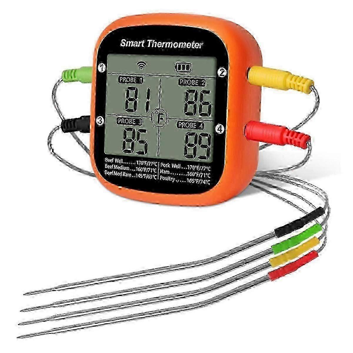 Wireless Meat Thermometer for Grilling Smoker Oven APP Digital Thermometer with Four Probes Smart BBQ Food Thermometer hwySH