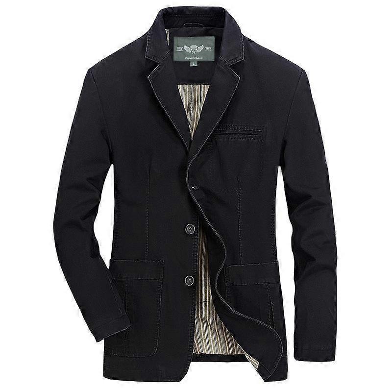 Men's Khaki Casual Blazer Jacket with Notch Lapel and Button Cuffs