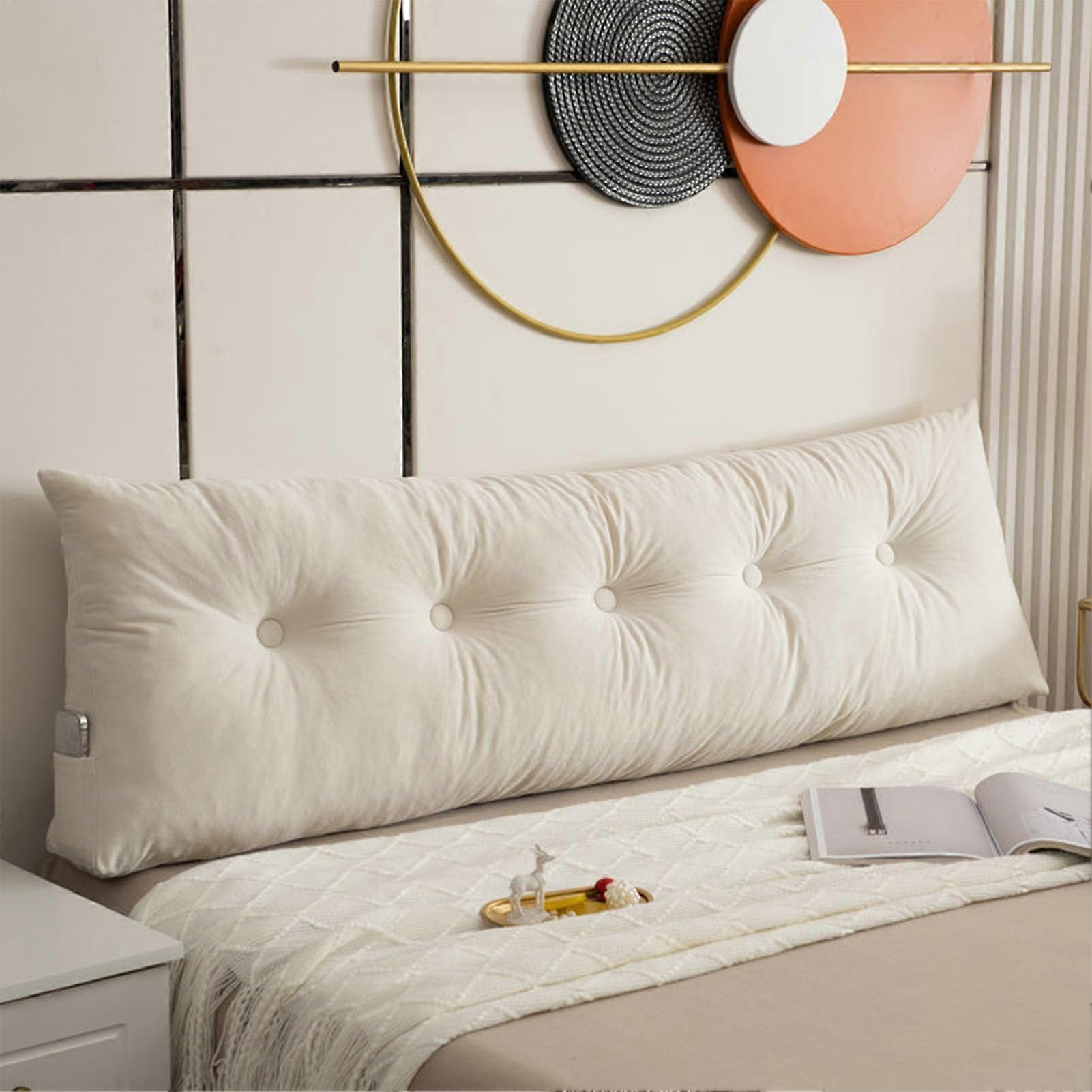 Bed Wedge Pillow for Reading and Lumbar Support – Triangular Headboard Cushion Green 150x40x12CM