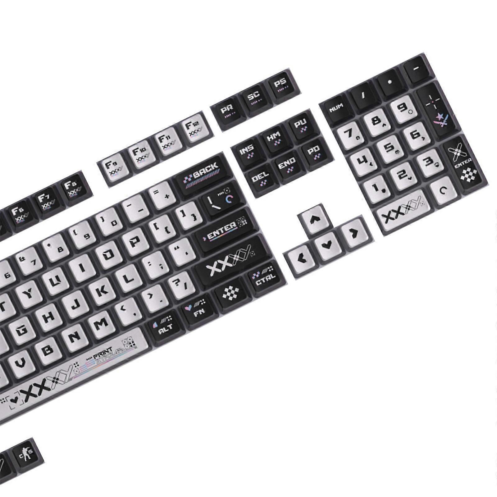 122 Key Mechanical Keyboards Keycaps PC+PBT Blend Puddings Color Light Edges Glowing And Long Lasting Use and Heat Transfer Multicolor