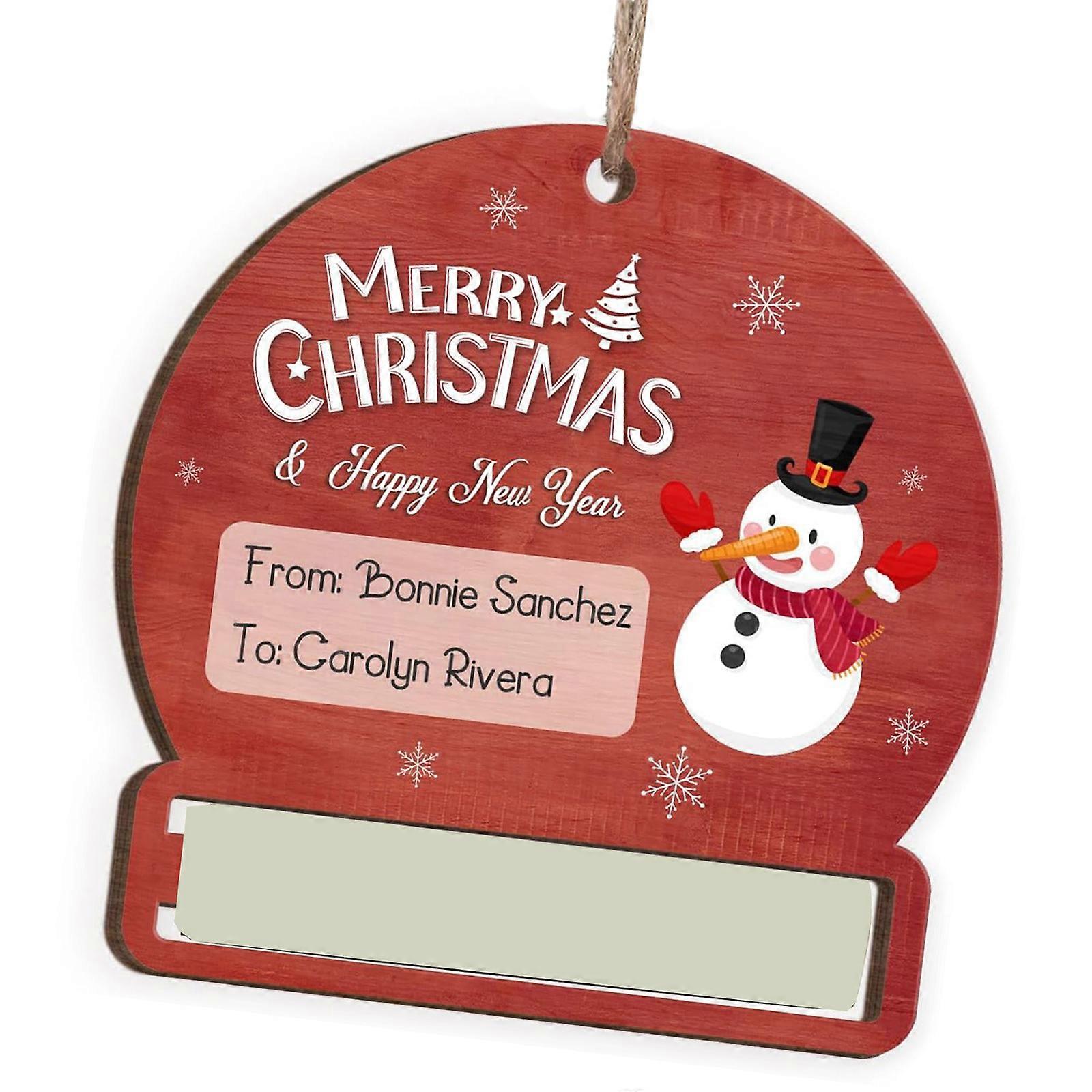 Christmas Snowfigure Wood Charm Thin Decoration With Natural Particle Texture Perfect For Money Record And Gift Labeling Multicolor