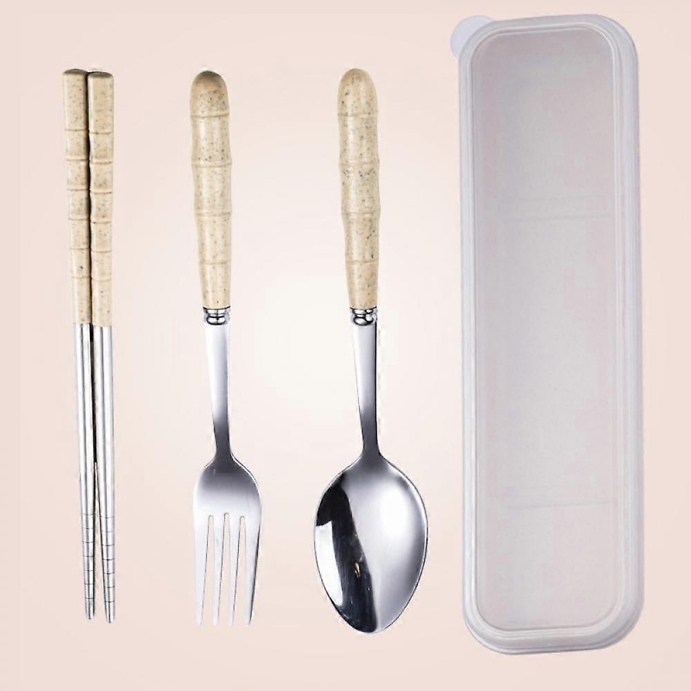 Travel Utensils, Stainless Steel Flatware Wheat Handle Cutlery Set Portable Reusable Flatware, Include Fork Spoon Chopsticks with Case