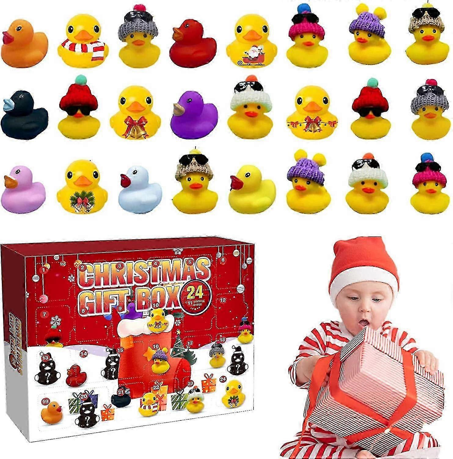 Advent Calendar 2022 For Toddler, Christmas Advent Calendar With 24 Rubber Ducks For Boys Girls, Rubber Ducky Bath Toy, Ducks Advent Calendar Christma