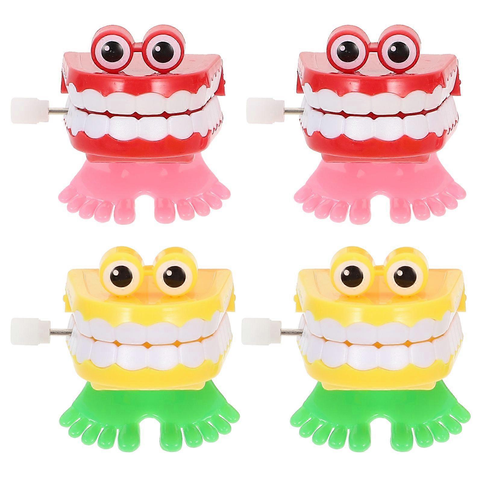 4Pcs Creative Teeth Shape Clockwork Toys Funny Wind-up Tooth Playthings
