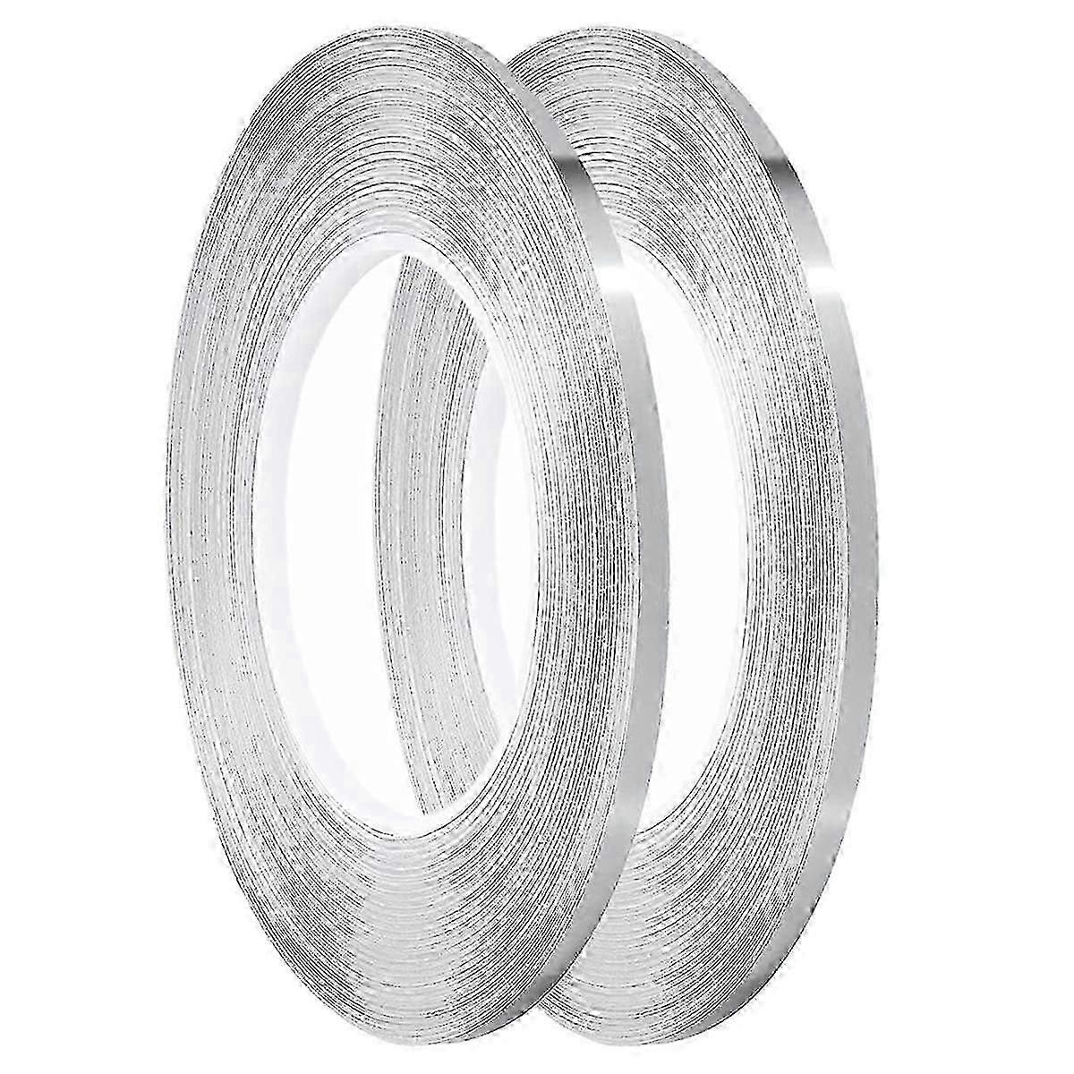 شريط شريط كرافت ، شريط شريطي ذاتي اللصق ، تغليف هدايا ، جدران تزيين ، 2 لفات ، 1 / 5 بوصة × 55 ياردة لكل منهما (فضي)