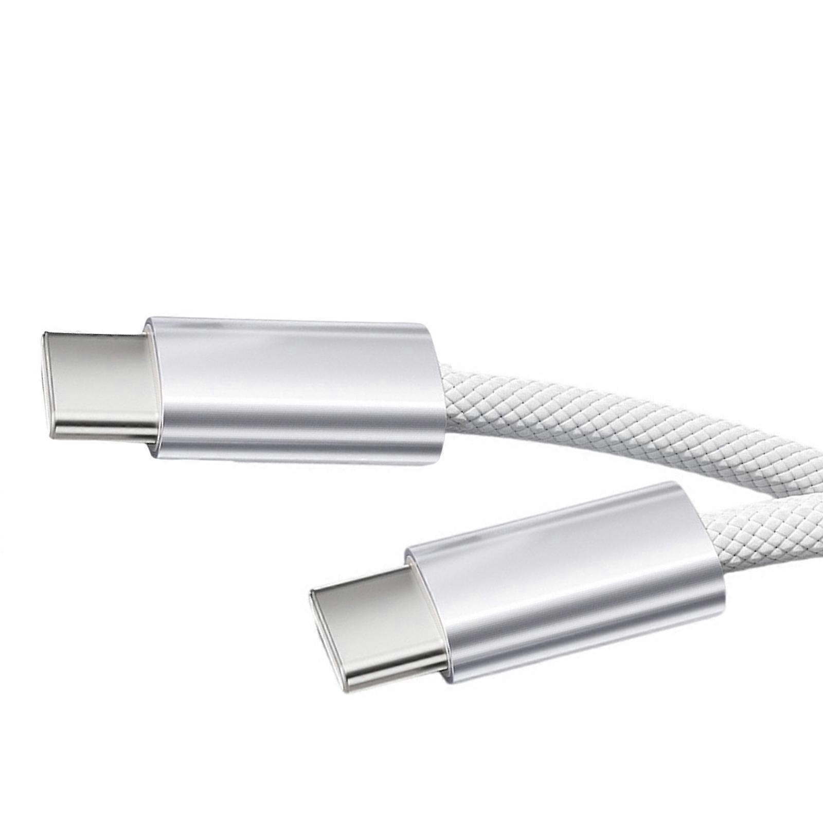 Fast Speed 240W Charging Cord Braideds USB Type C Cable with Enhanceds Durability and Universal Device Compatibility  Titanium white