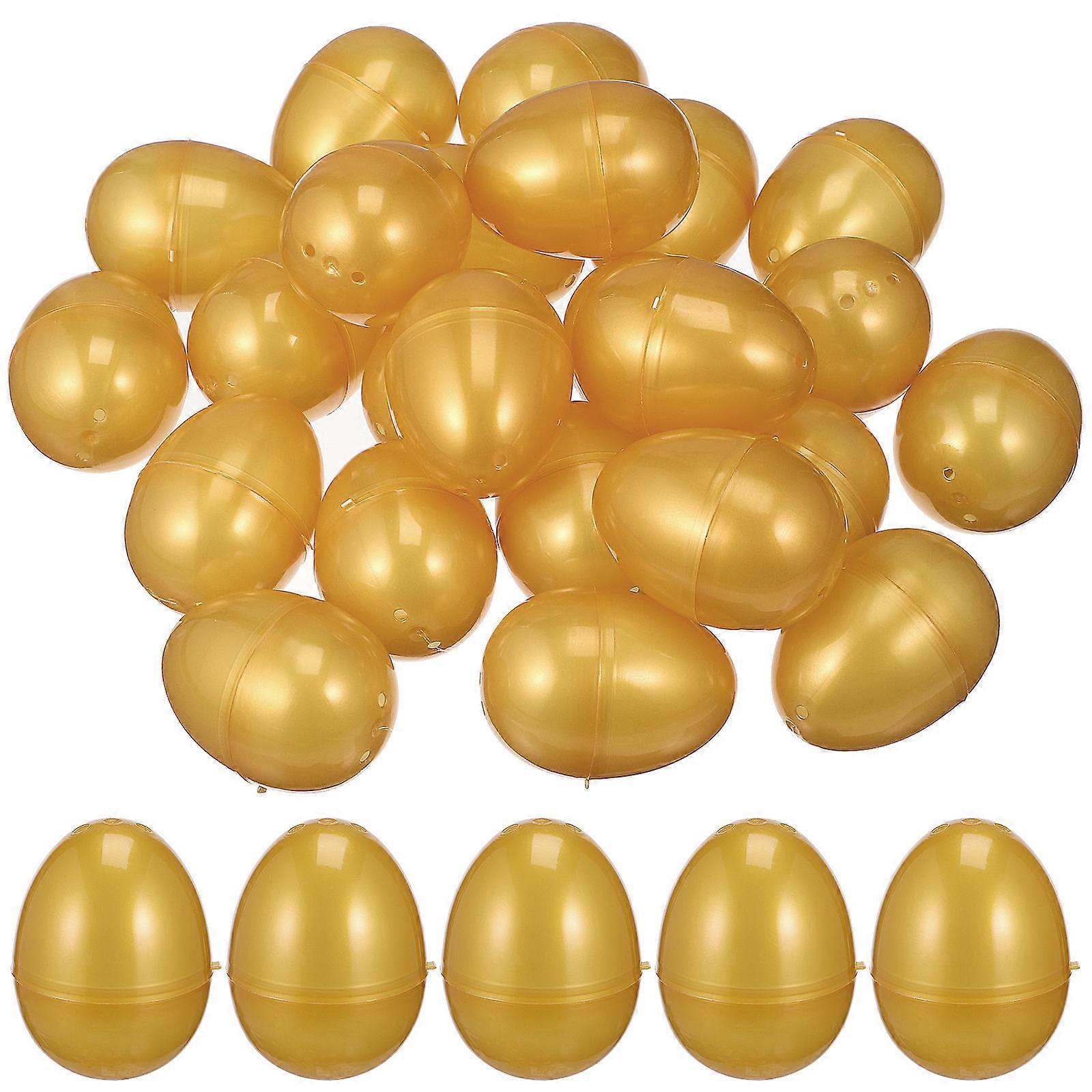 24pcs Empty Golden Eggs Easter Plastic Egg Kids Toy Wrapping Egg Party Lottery Egg