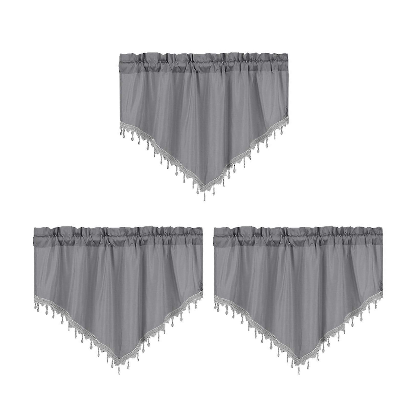 Curtains Short Curtains Solid Color Curtains Triangular Curtains Household Curtains Small Curtains Through Rod Curtains Home Decoration