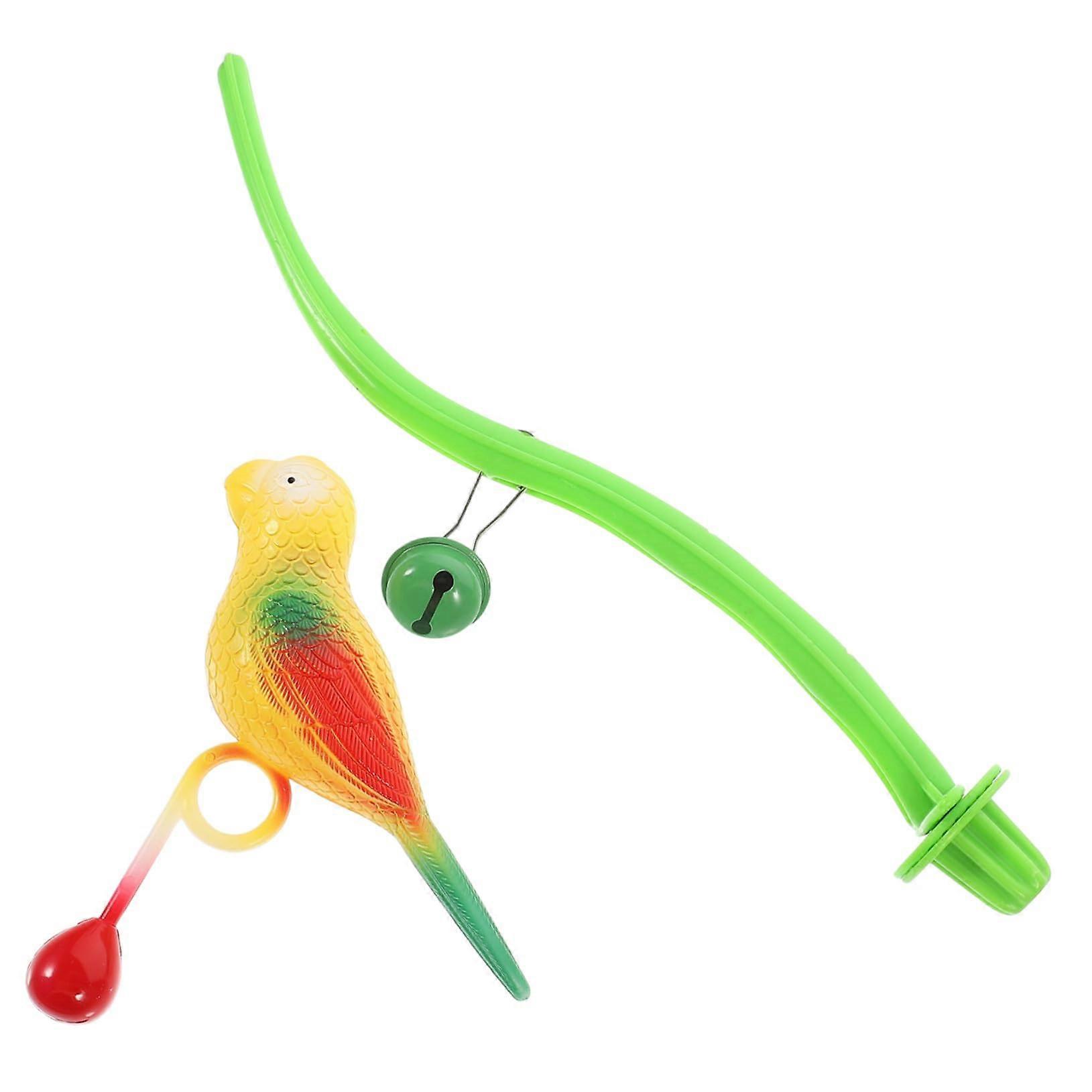Training Perch Stand with Simulated Bird Toy for Parakeets Macaws Interactive Exercise