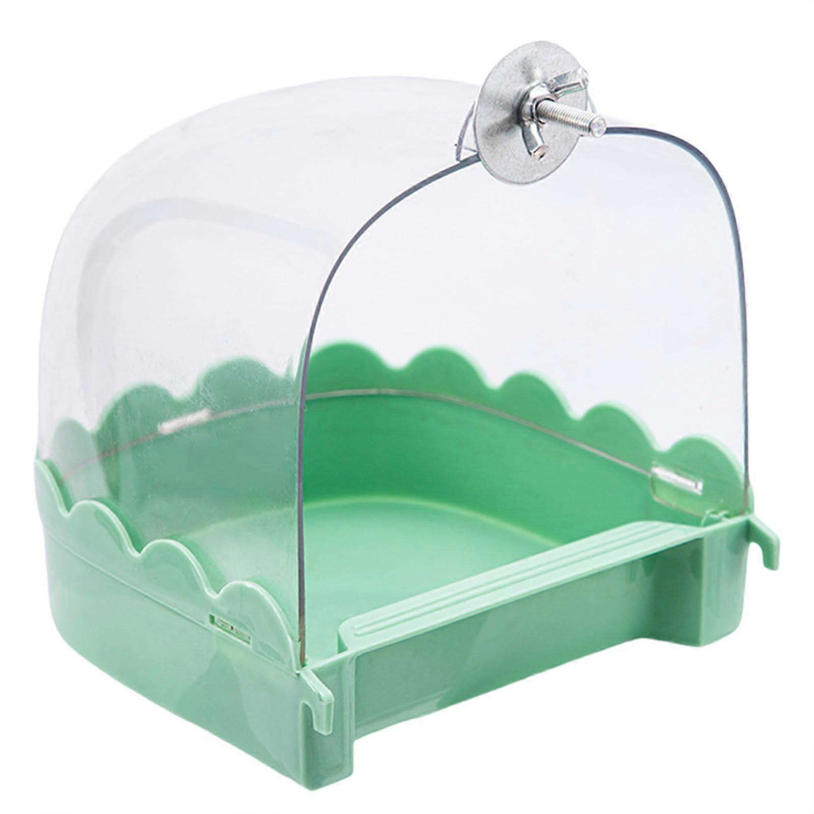 Hanging Bird Bath for Cage with Clear Basin and Shower Room for Parakeets and Small Birds