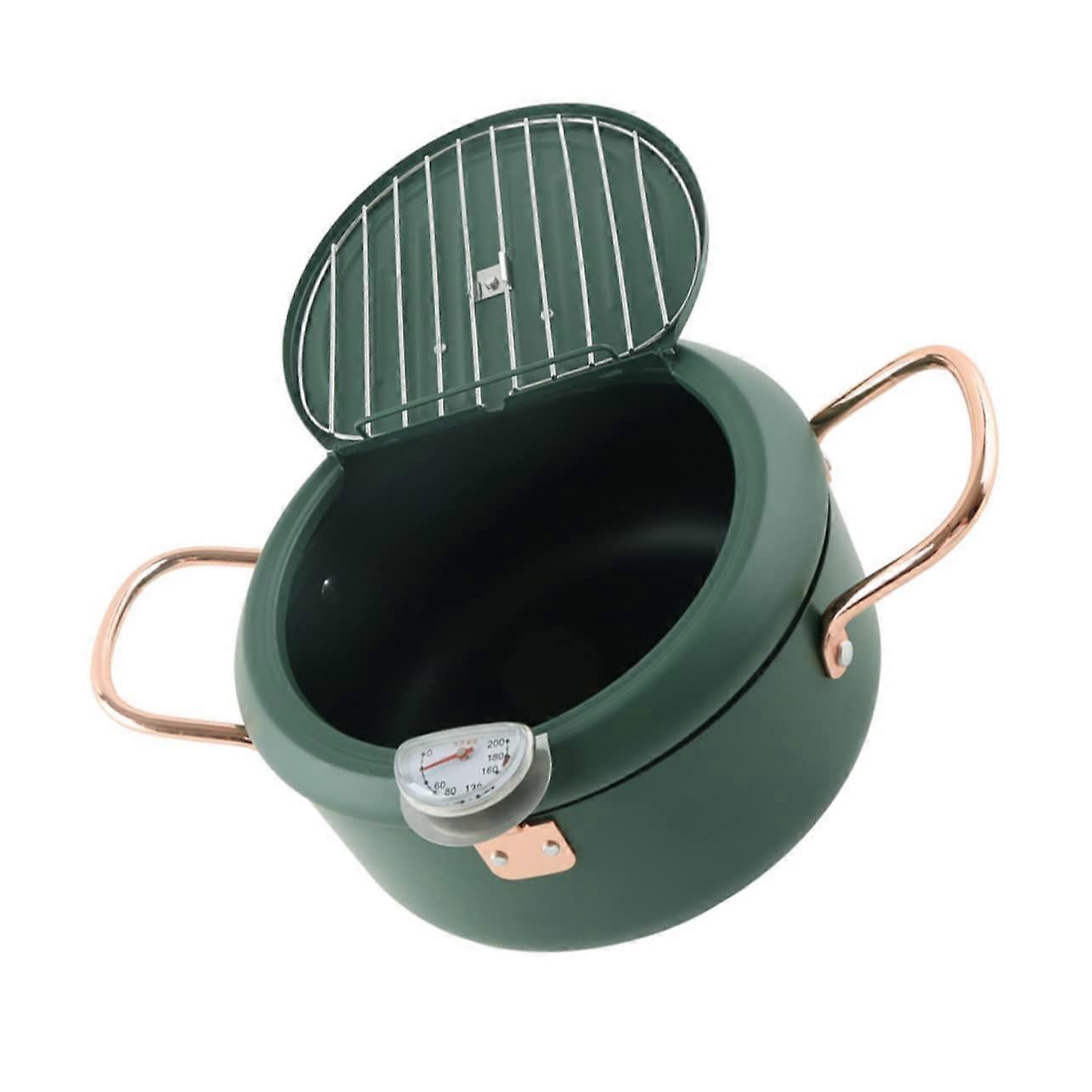 Tempura Fryer Pan Nonstick with Oil Drainer Rack Japanese Cooking Pot for Home Use