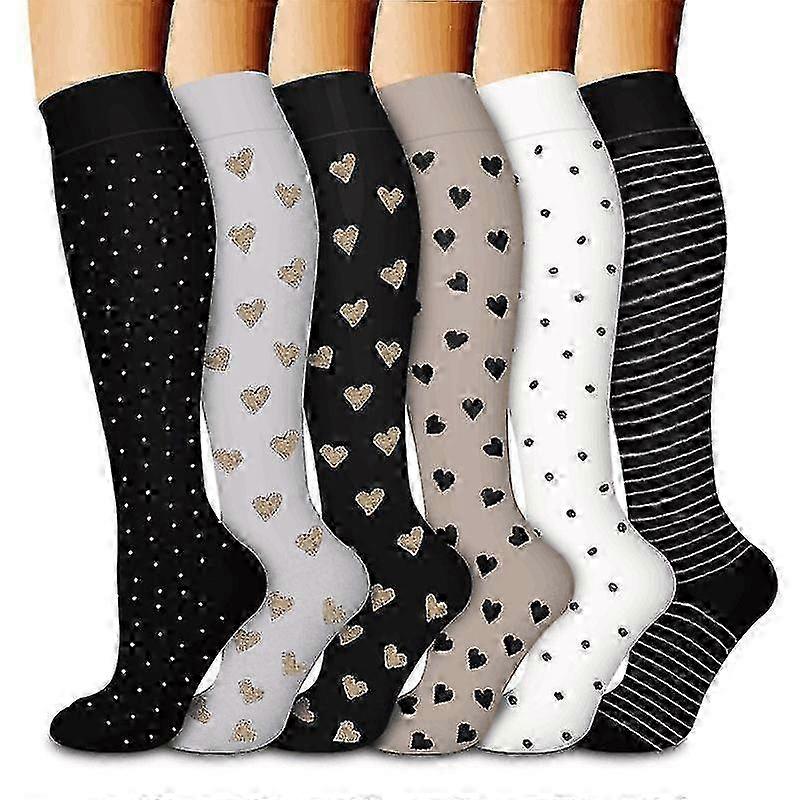 Compression Socks 6 Pairs for Women and Men, Running Support
