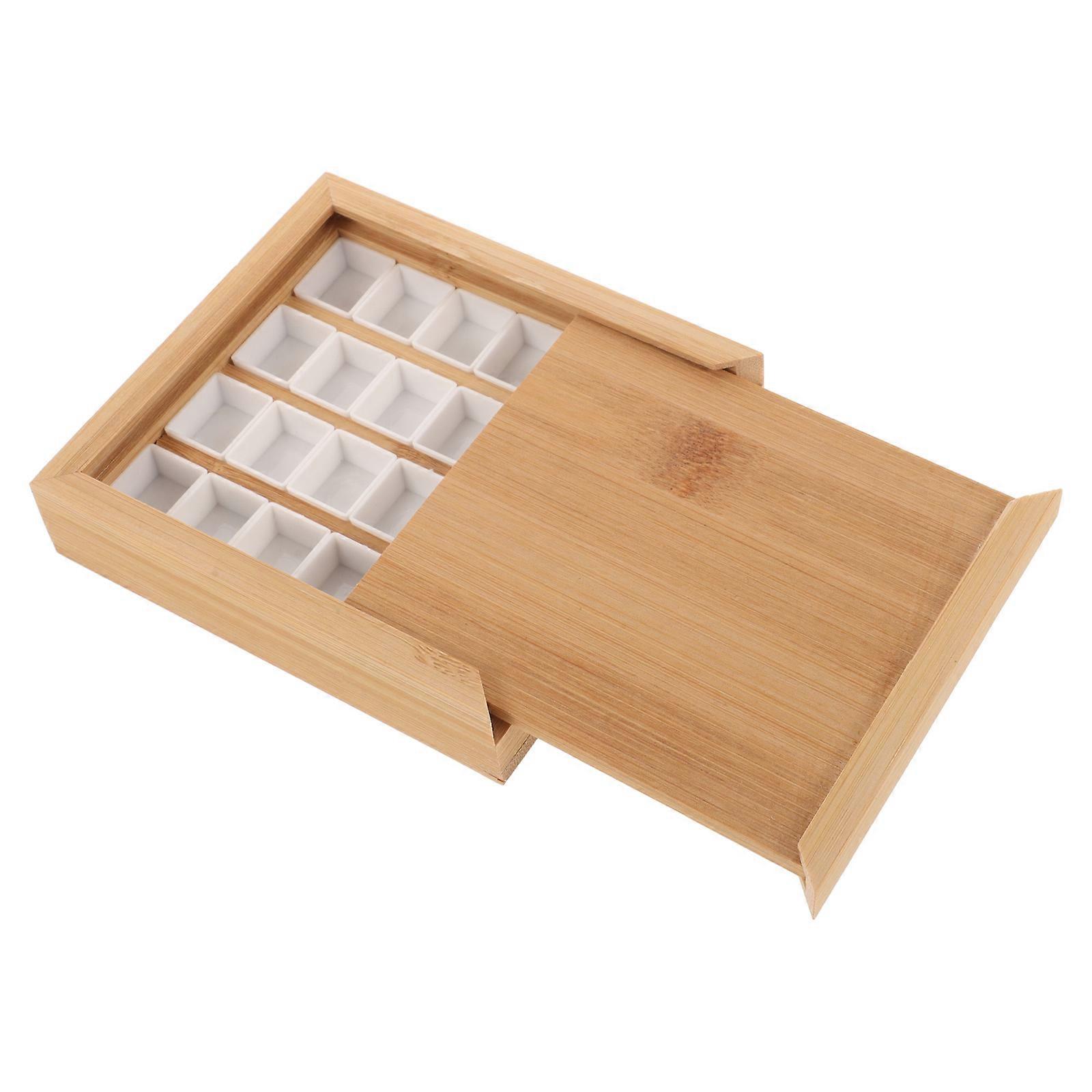 Wooden Pigment Container for Pigment Storage 1Set Yellow Material Case