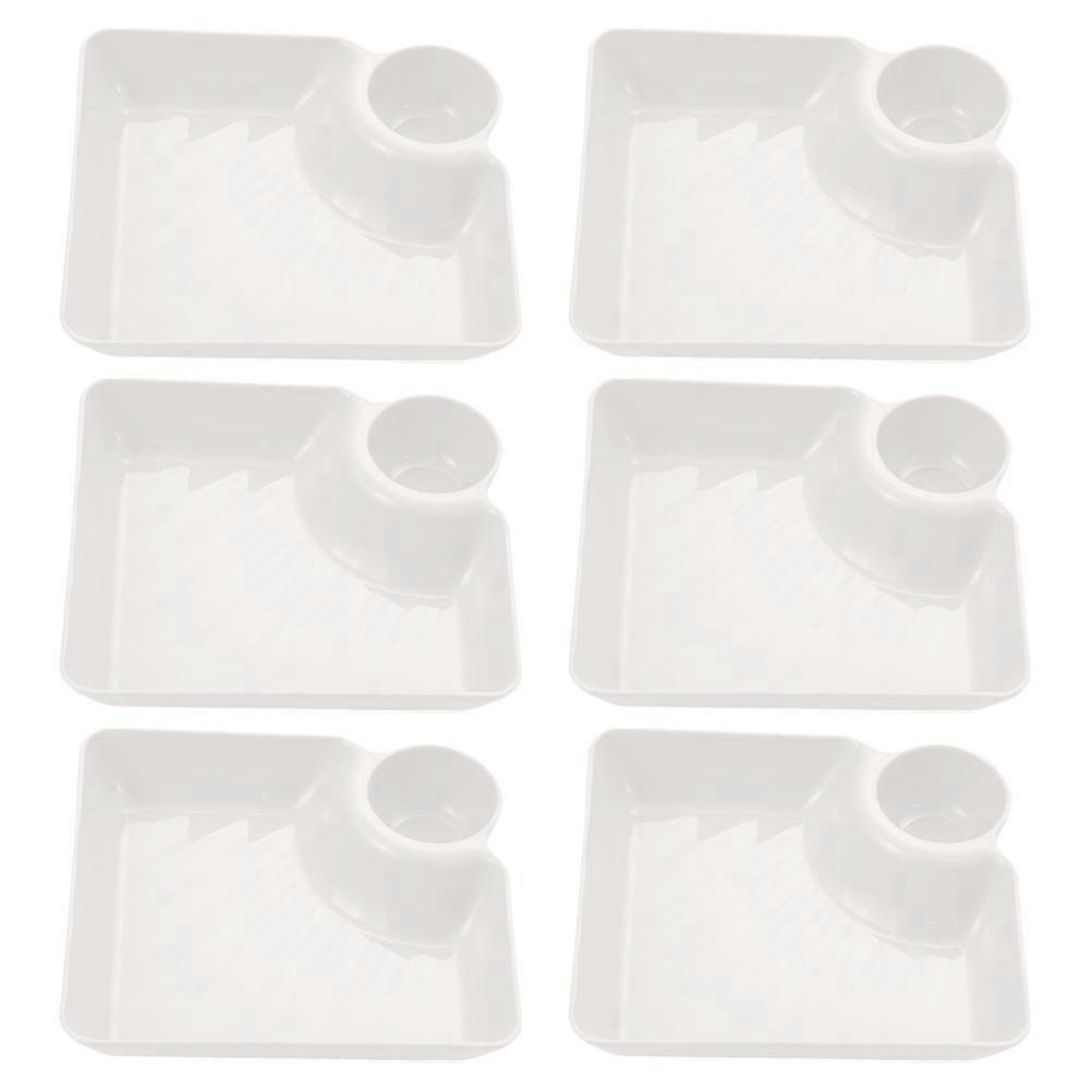 Divided Serving Plate Dumpling Plate with Dipping Saucer 6Pcs for Home