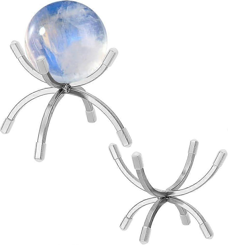 2PCS Claw Rock Display Stand 3.7x3.8x2.6inch Alloy Ball Stands Display Easel Holder Metal Arms Display Stand for Small Gemstones Mineral Agate Platinu