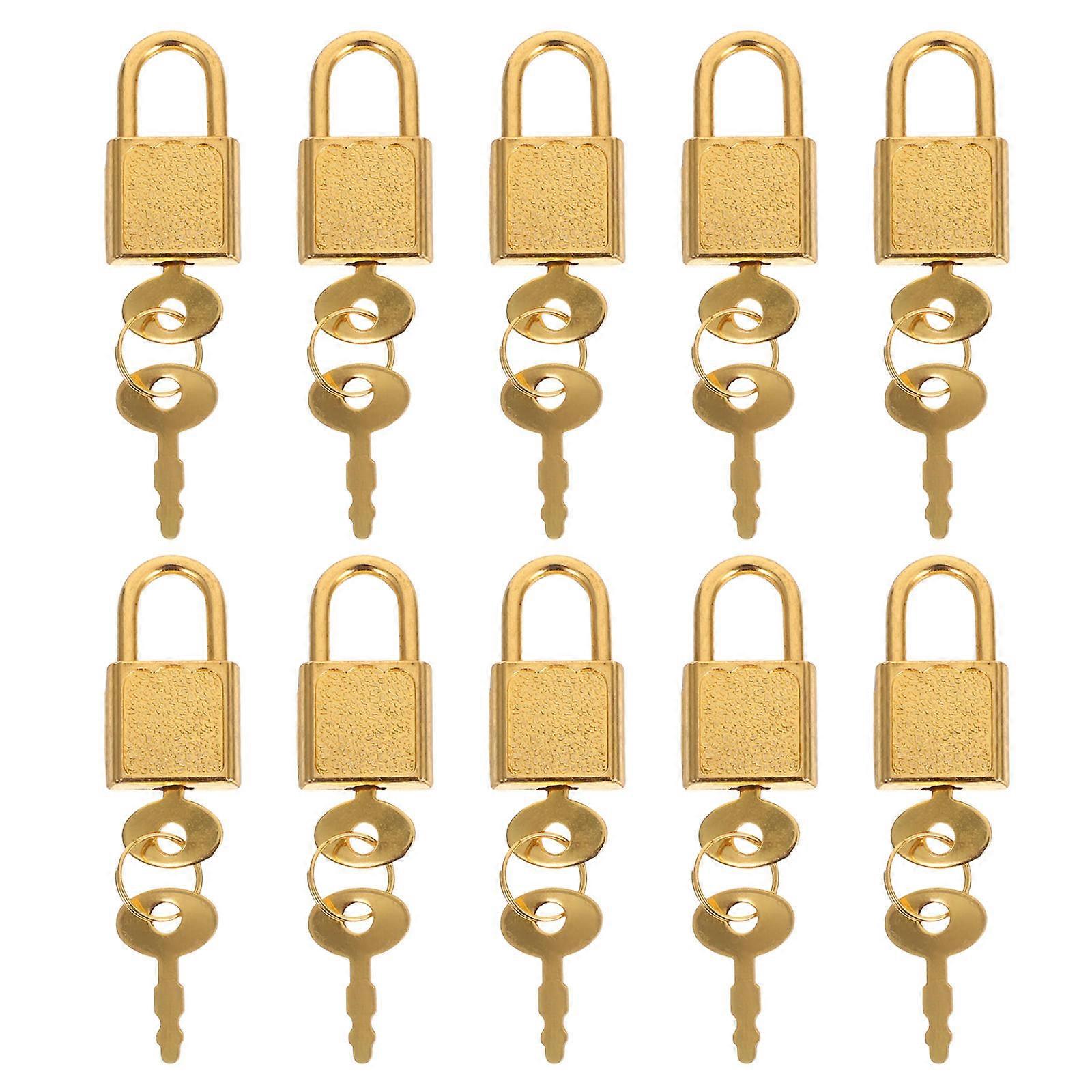 Compact Mini Padlock with Key for Diary Lock 10Sets Golden