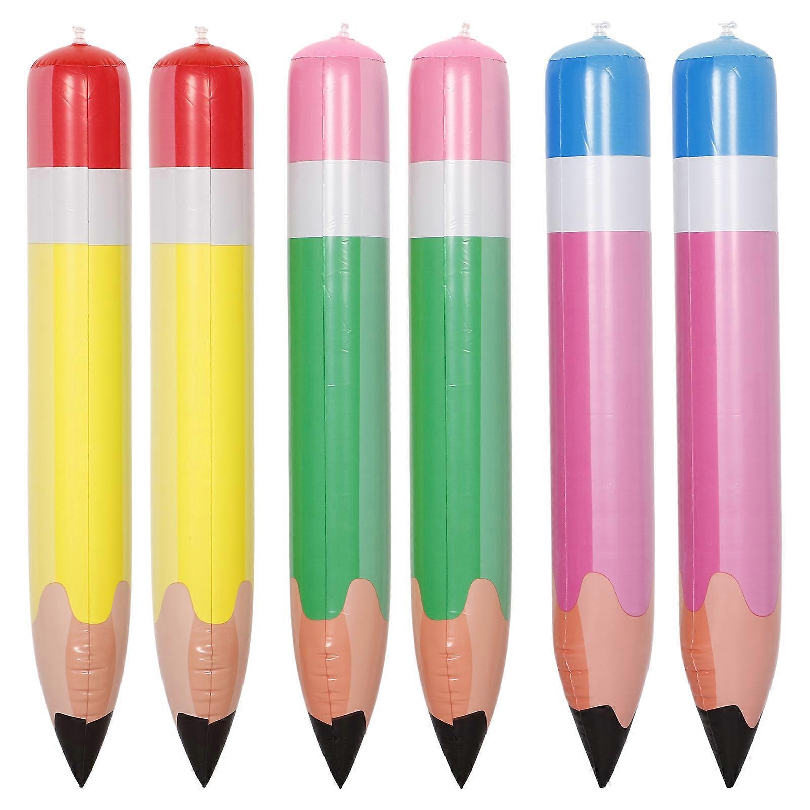 Big Inflatable Pencil Toys for Party Use Made of PVC Assorted Color 6pcs 70cm