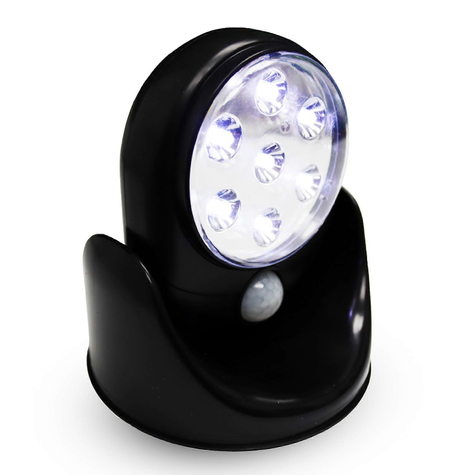 Motion Sensor LED Light 360 Degree Rotating Wall Light Cordless BatteryOperated Night Lamp With 7 LED Bulbs Black 1Pc