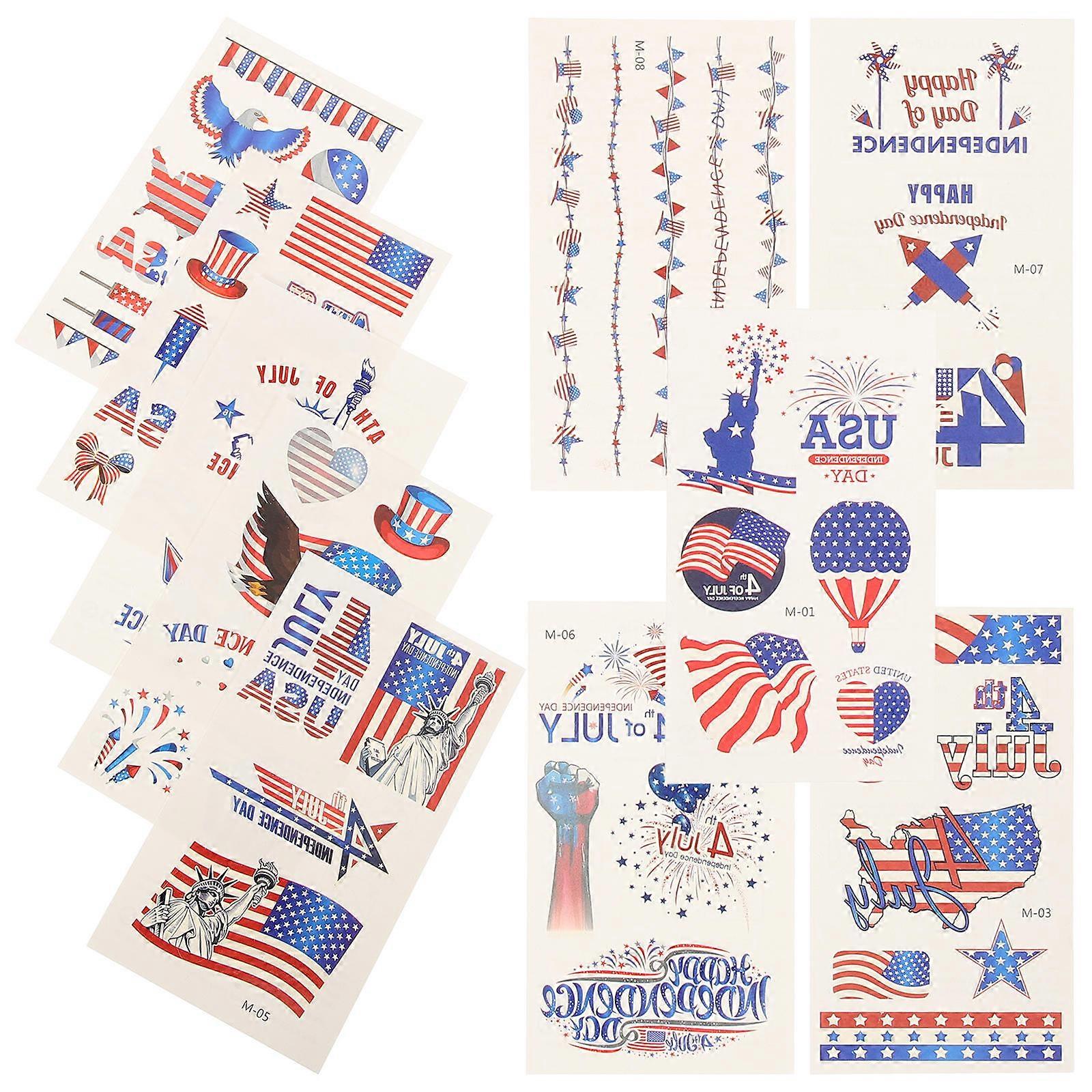 Usa Independence Day Stickers PVC Sheets for Decor 10 Sheets Assorted