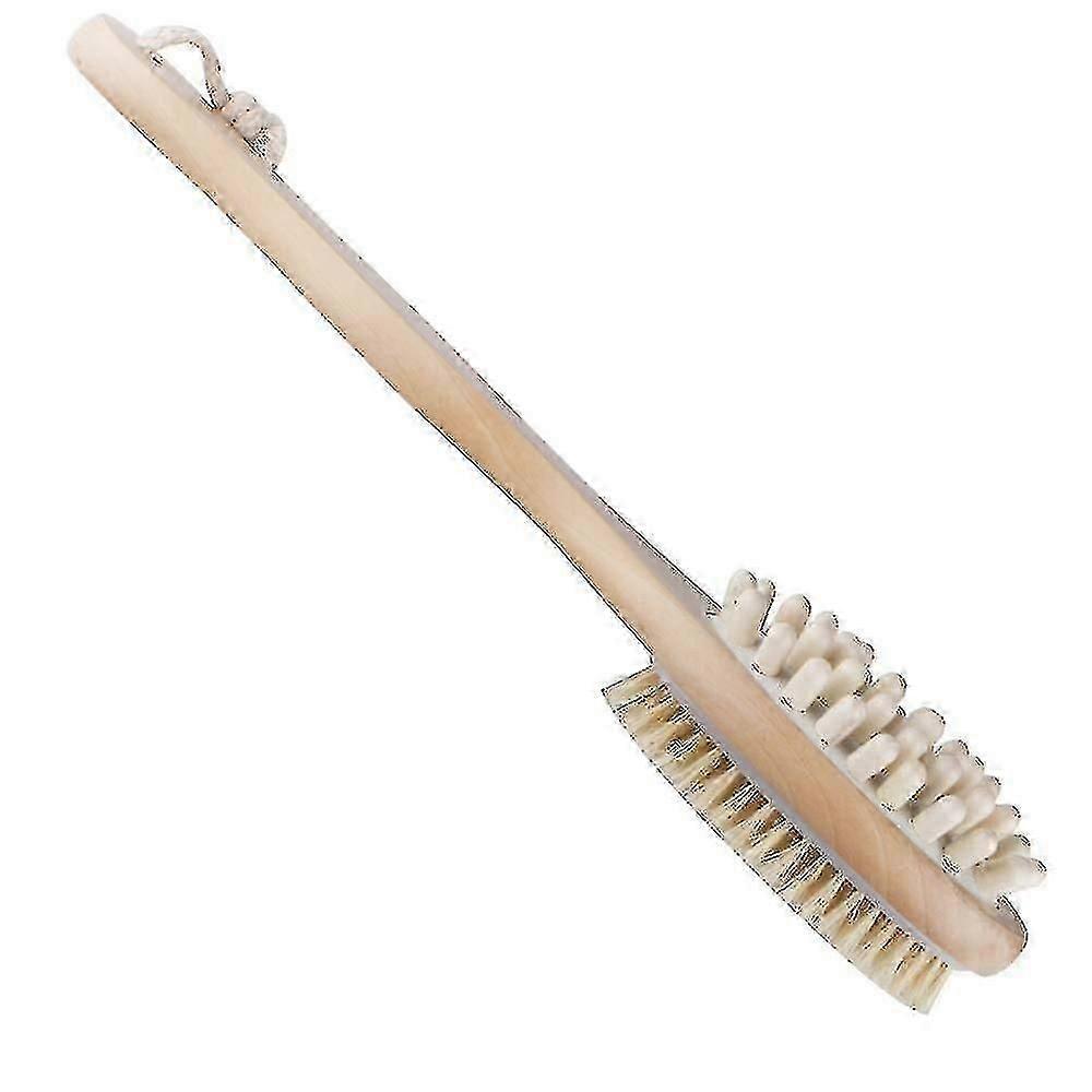 Wooden bath brush for back scrubber with double massage