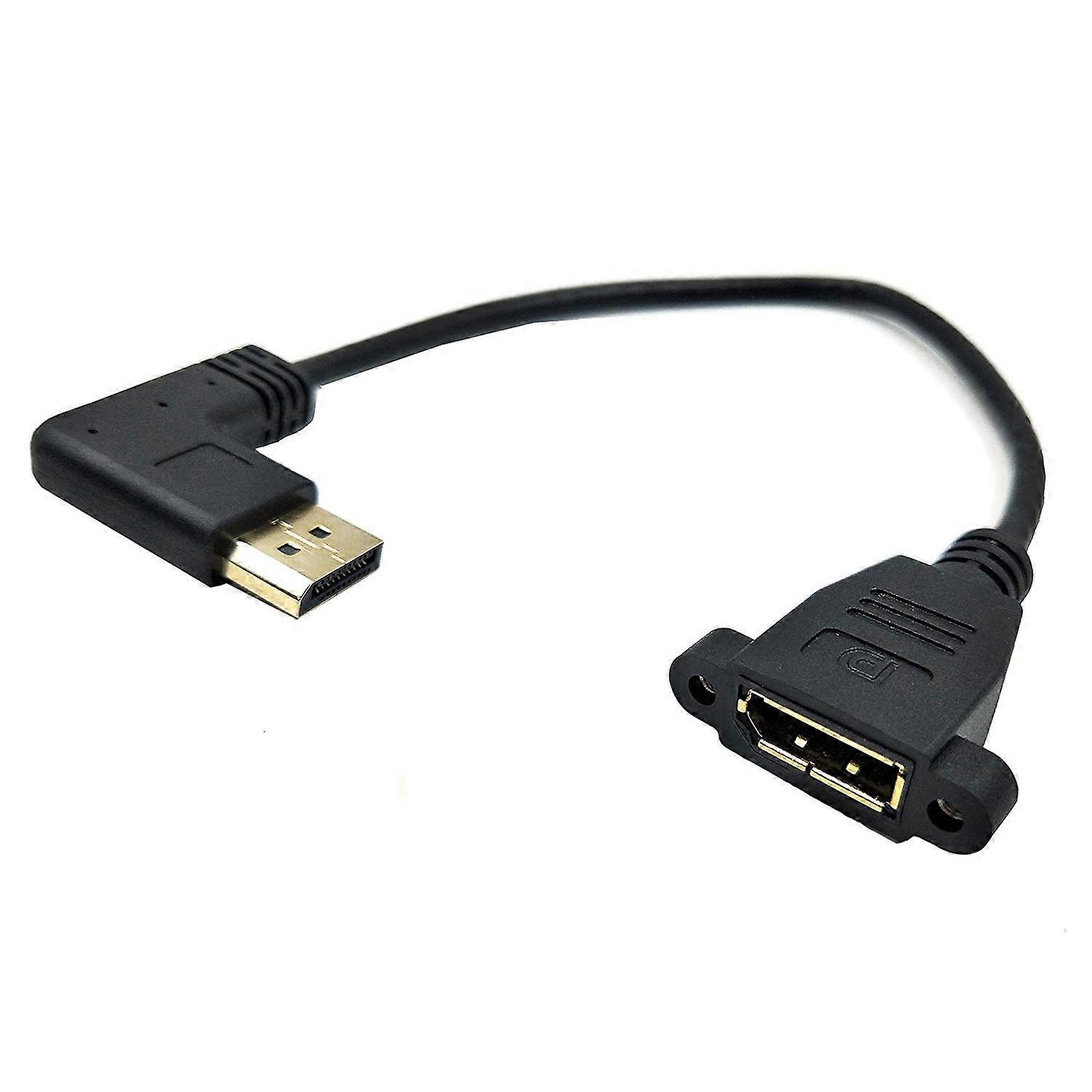 DP to DP Cable 12 Inch 30cm Angle DisplayPort Male to Female Panel Mount with Screw Hole for Audio Video Applications