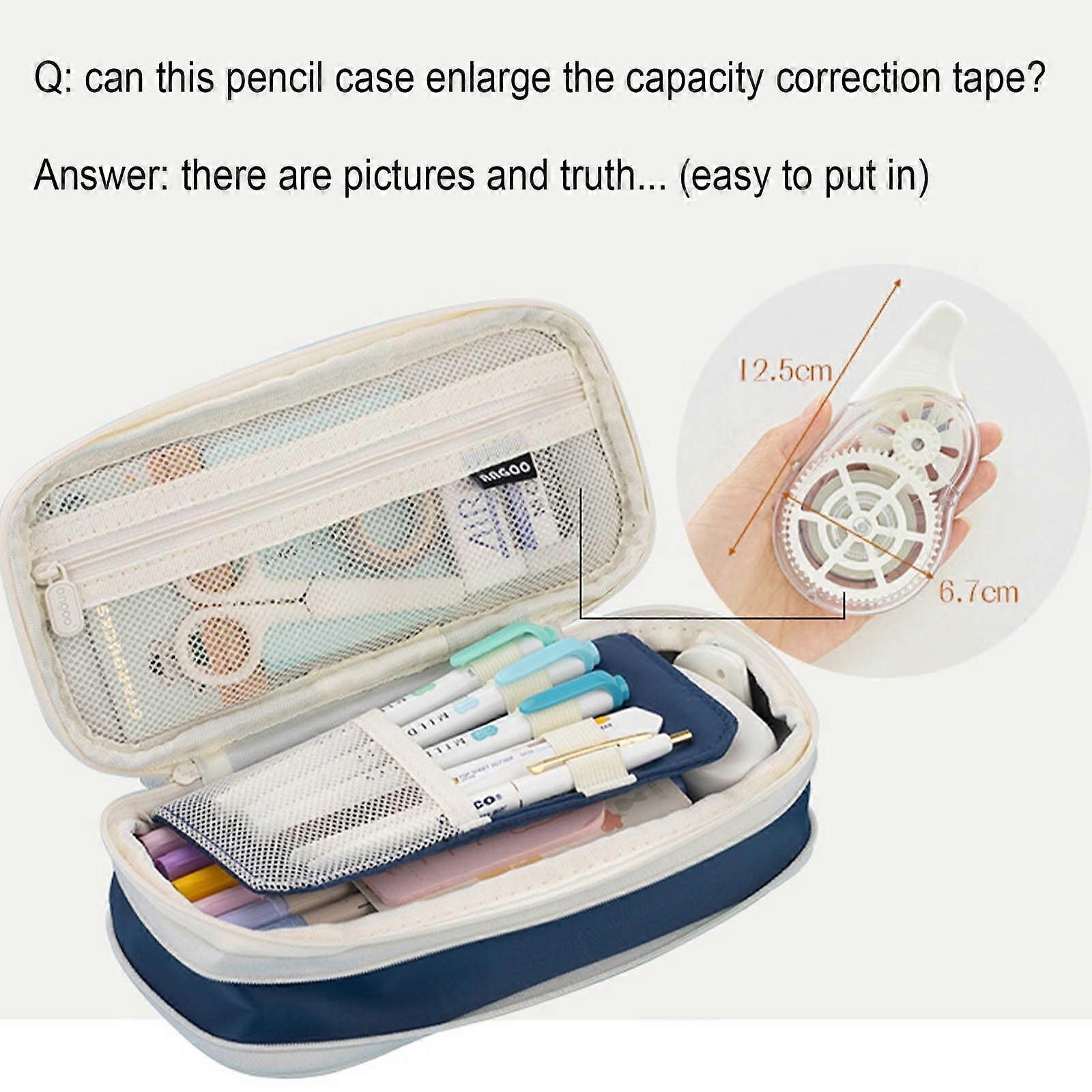 Back to School! Avtoify Large-Capacity Pencil Case, Macaron Color, Transformable Stationery Box - Dark Blue